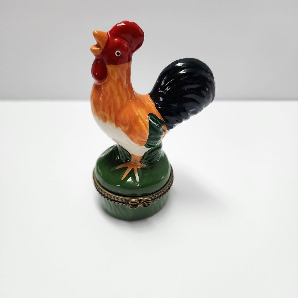 Ceramic Rooster Trinket Box